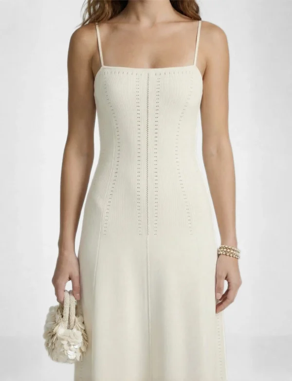 Ivory Pointelle A-Line Midi