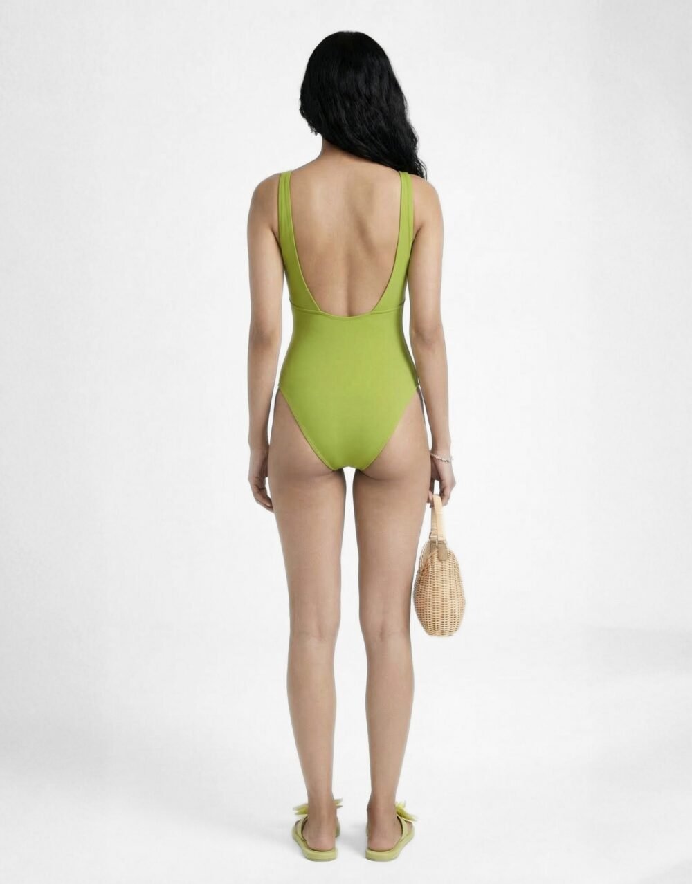 High-quality olive one-piece bundled with essential summer-ready accessories