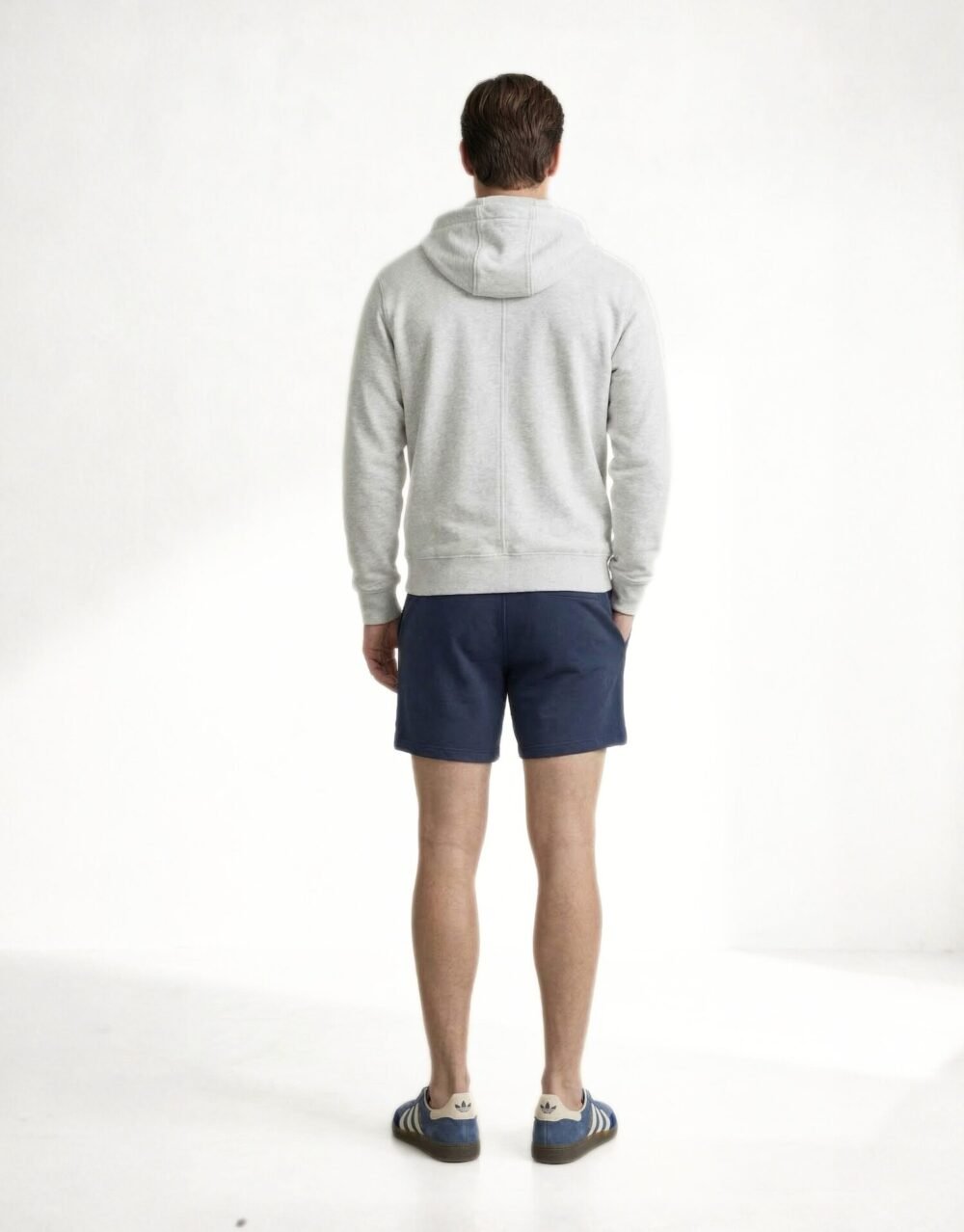 Relaxed Fit Half-Zip Sweatshirt with Knit Shorts – Grey_Navy
