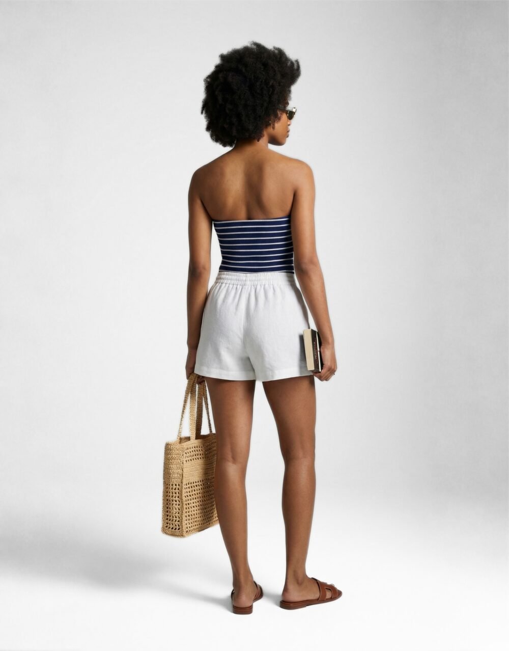 Ribbed Bandeau Swimwear Set with Relaxed Cover-Up