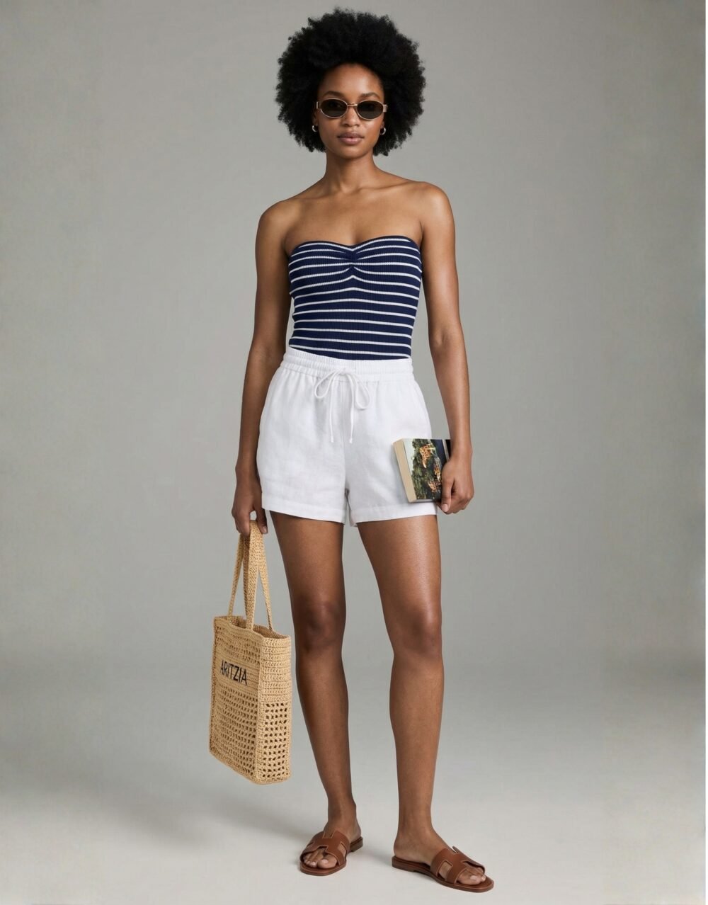 Ribbed Bandeau Swimwear Set with Relaxed Cover-Up