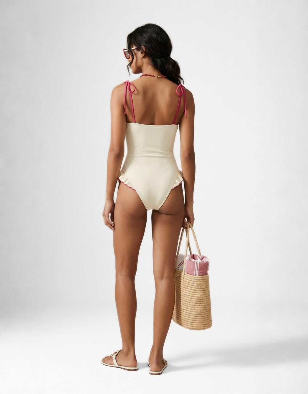 Stretch One-Piece Swim Set with Beach Essentials